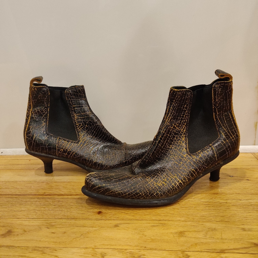 Miu Miu crackle letter ankle boot